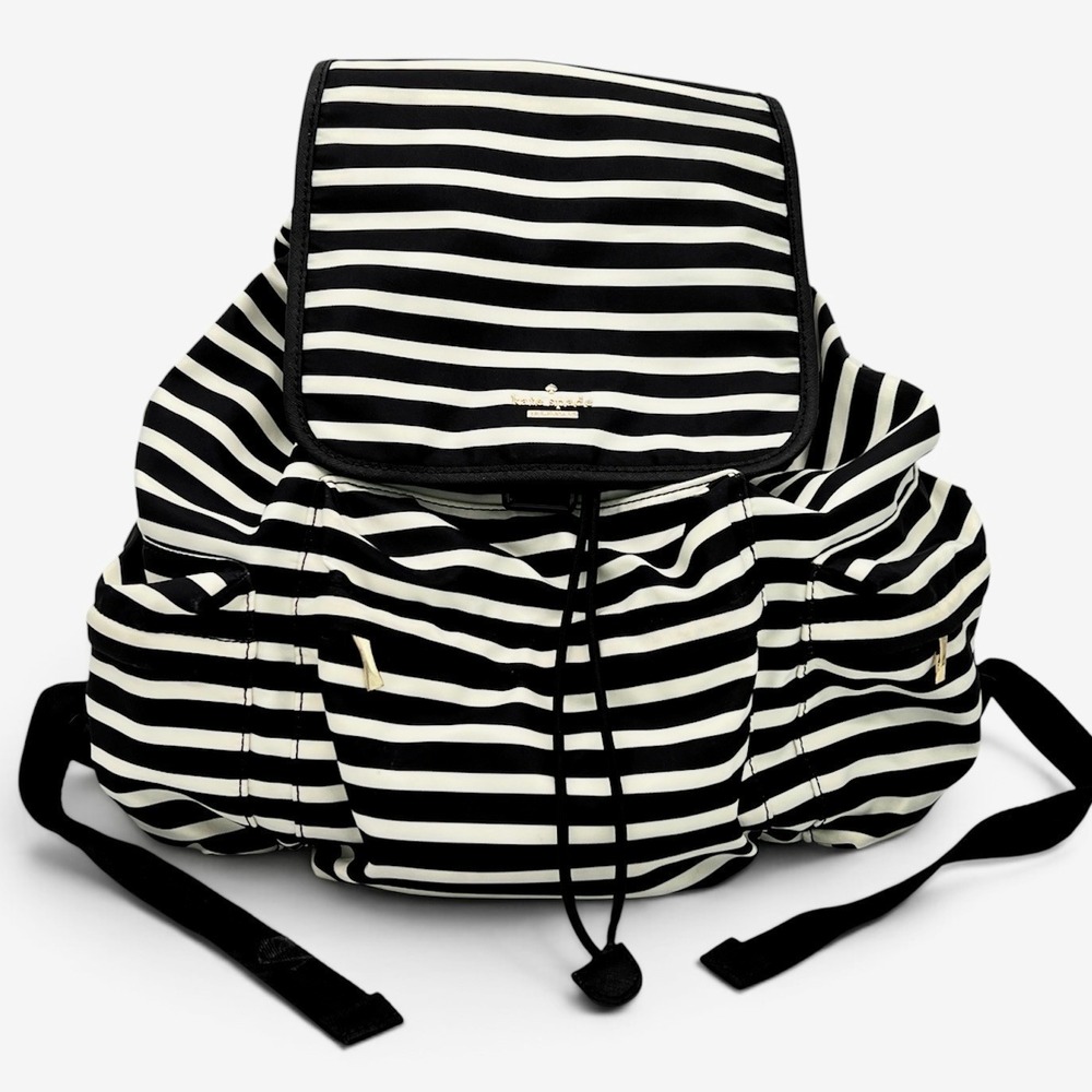 Kate Spade New York Classic Back Pack Black White Stripe Full Size - Picture 6 of 15